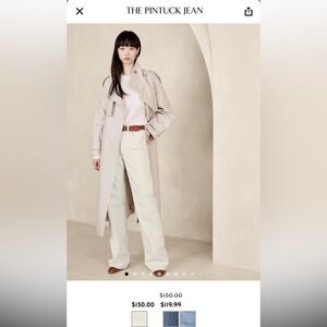 High rise, straight wide leg, pintuck, super comfortable, 100% cotton denim.